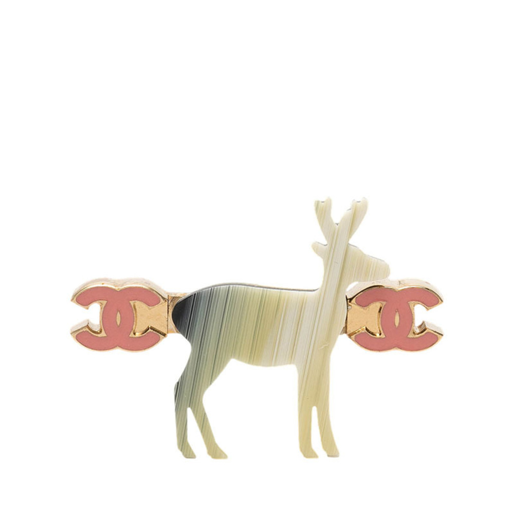 CHANEL Pink Logo Brooch